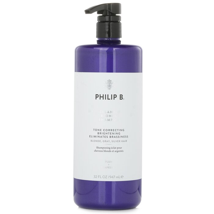 Philip B Icelandic Blonde Shampoo (Tone Correcting Brightening Eliminates Brassiness - Blonde, Gray, Silver Hair) 947ml