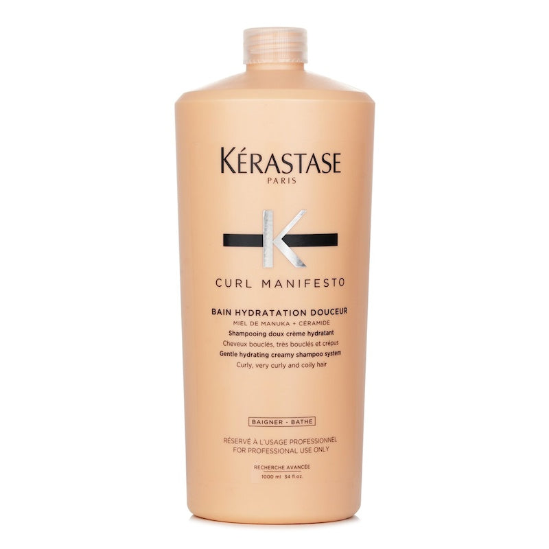 Kerastase Curl Manifesto Bain Hydratation Douceur Shampoo Gentle Creamy Shampoo- For Curly, Very Curly & Coily Hair (Salon Size) 1000ml