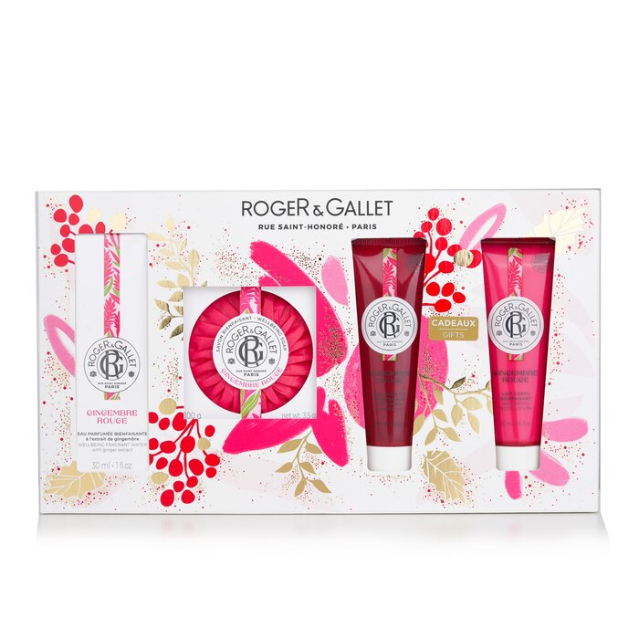 Roger & Gallet Gingembre Rouge Coffret: Fragrant Water 30ml + Soap 100g + Shower Gel 50ml + Body Lotion 50ml 4PCS