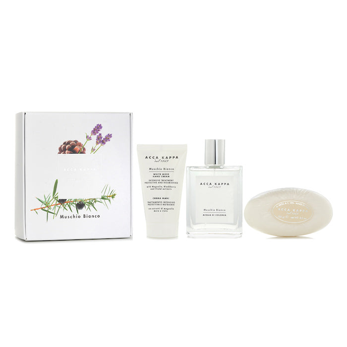 Acca Kappa White Moss Set (1x Eau De Cologne Spray 100ml + 1x Hand Cream 75ml + 1x Soap 150g) 3pcs