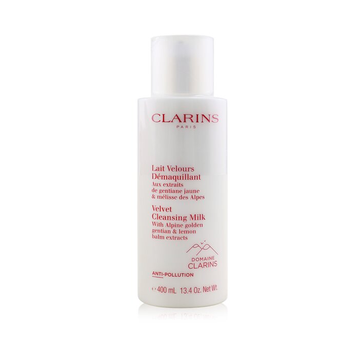 Clarins Velvet Cleansing Milk with Alpine Golden Gentian & Lemon Balm Extracts 400ml/13.4oz (Parallel Import)