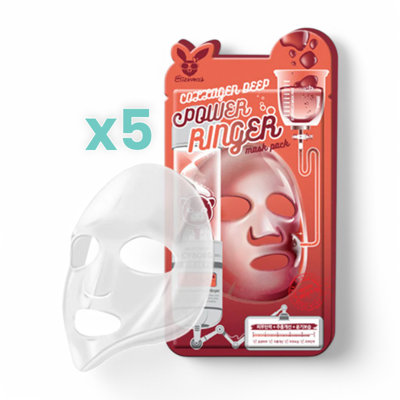Elizavecca Deep Power Ringer Mask Pack Bundle Set - 10 Types Collagen 5pcs