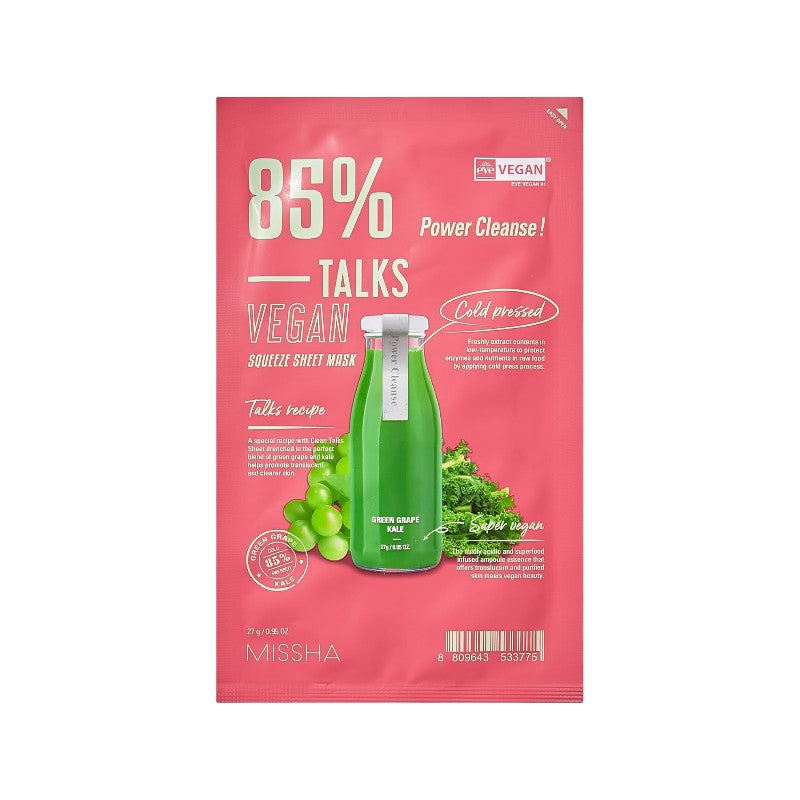【Clearance】MISSHA Talks Vegan Squeeze Sheet Mask - 7 Types Power Cleanse (EXP:09/23)