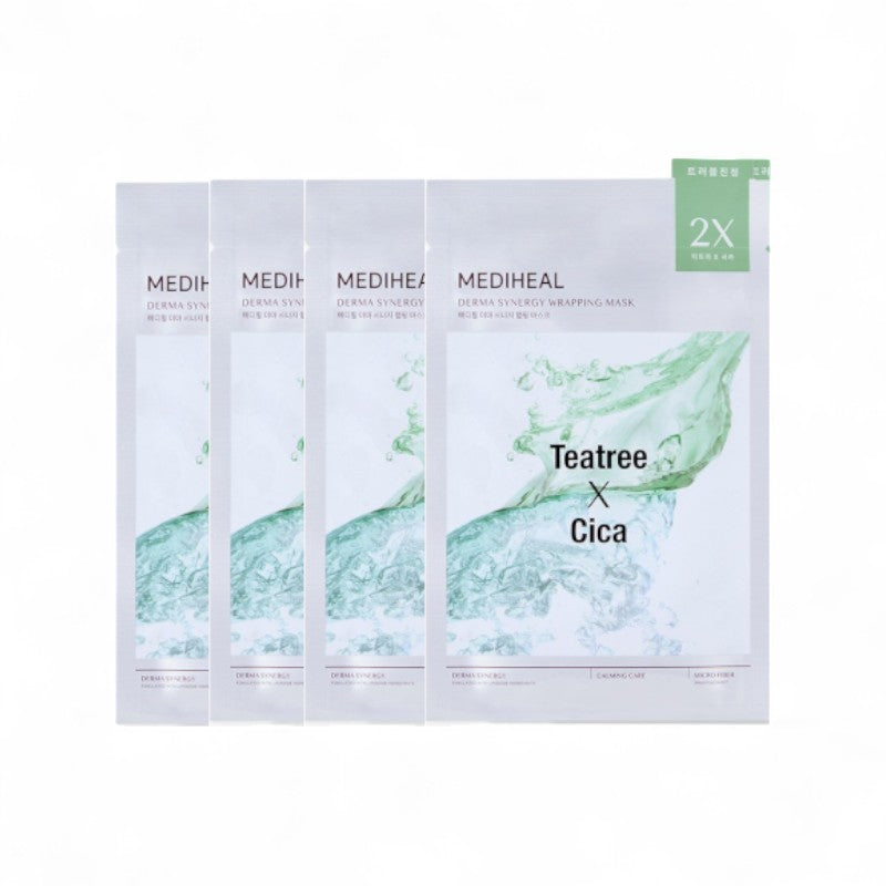 Mediheal Derma Synergy Wrapping Mask Teatree X Cica - Calming Care 4 pcs