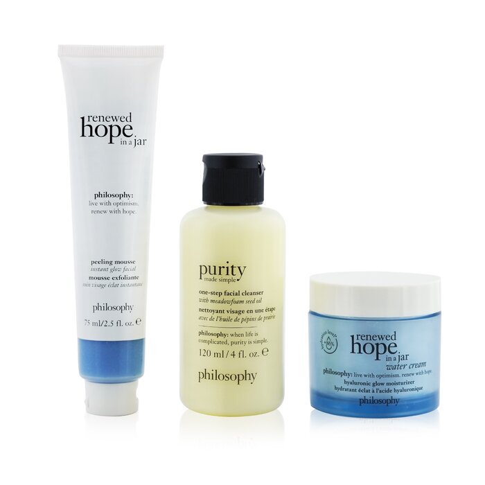 Philosophy Smooth Glowing & Hopeful Set: Water Cream 60ml + Cleanser 120ml + Peeling Mousse 75ml 394771 3pcs