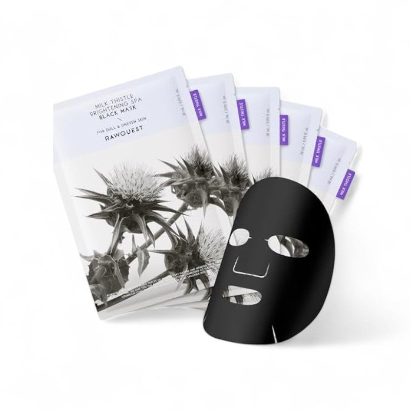 RAWQUEST Milk Thistle Brightening SPA Black Mask Set 5 pcs
