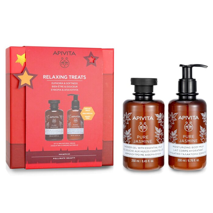 Apivita Relaxing Treats Euphoria & Softness Set: Pure Jasmine Shower Gel 250ml+ Pure Jasmine Moisturizing Body Milk 200ml 08669 2pcs