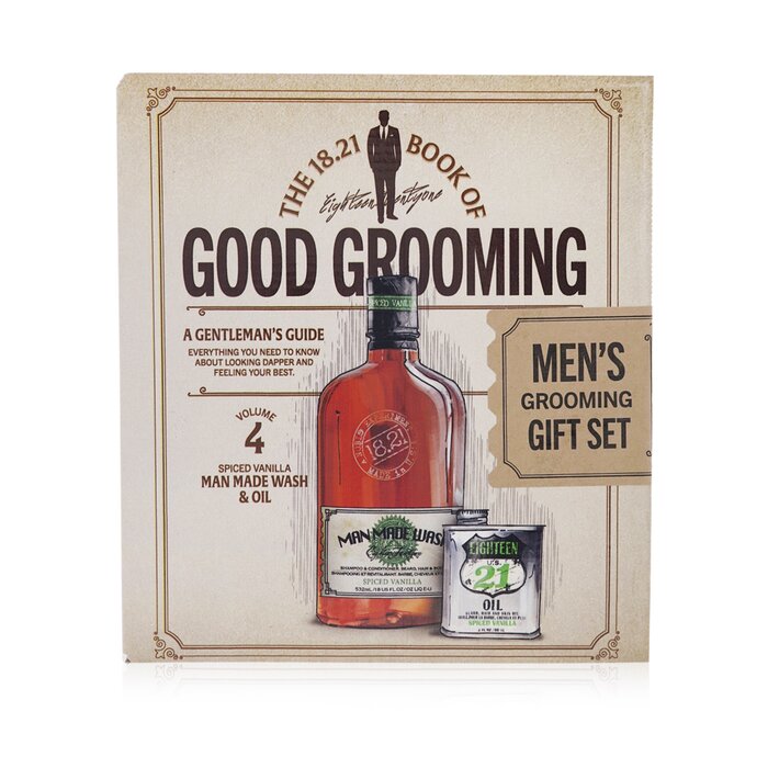 18.21 Man Made Book of Good Grooming Gift Set Volume 4: Spiced Vanilla (Wash 532ml + Oil 60ml) GSV4SV/571020 2pcs