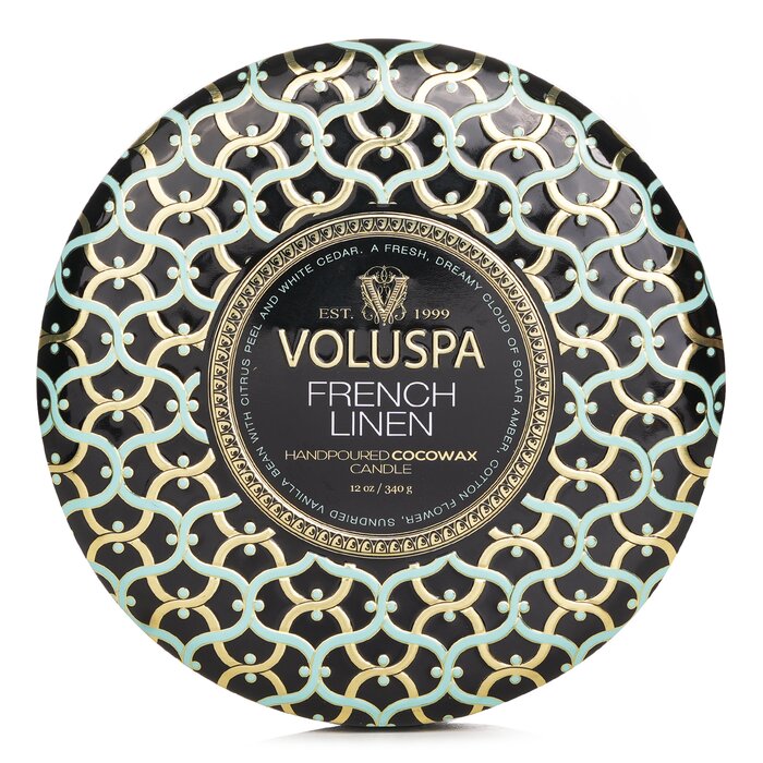 Voluspa 3 Wick Decorative Tin Candle - French Linen 340g