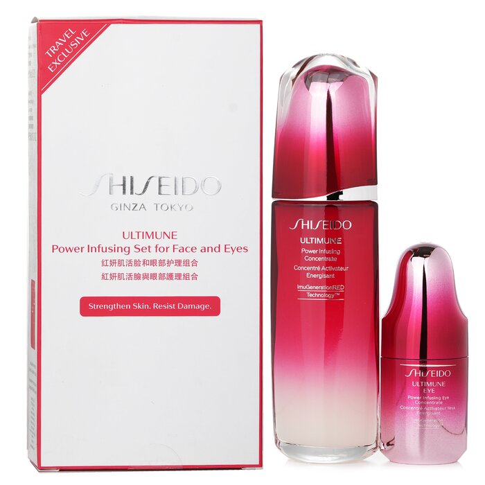 Shiseido Ultimune Power Infusing (ImuGenerationRED Technology) Set: Face Concentrate 100ml + Eye Concentrate 15ml 2Pcs