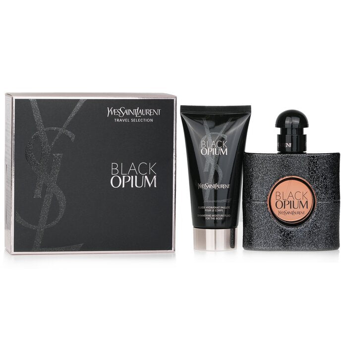 Yves Saint Laurent Black Opium Travel Selection Coffret: Eau De Parfum Spray 50ml/1.6oz+Shimmering Moisture Fluid For The Body 2pcs
