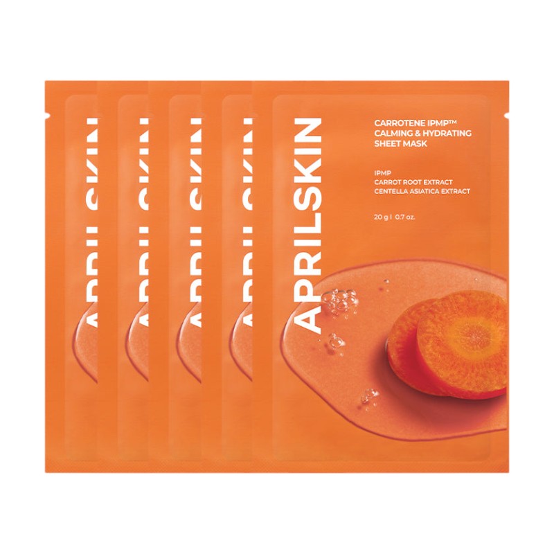 APRILSKIN Carrotene IPMP Calming &amp; Hydrating Sheet Mask Bundle Set 20g x 5 Sheets