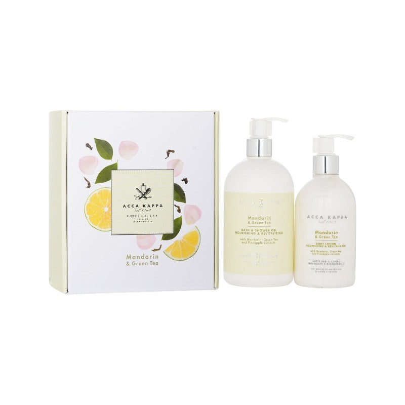 Acca Kappa Mandarin & Green Tea Body Care Gift Set: Mandarin & Green Tea Shower Gel 500ml + Mandarin & Green TeaBody Lotion 300ml 028162 2pcs