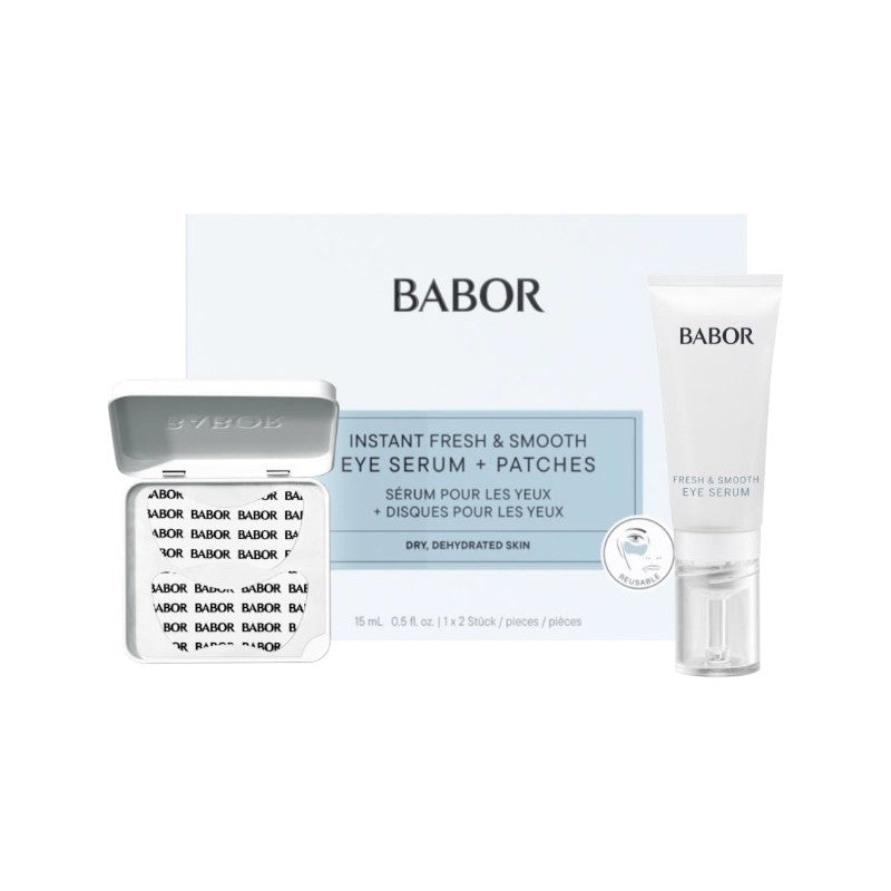 Babor Instant Fresh &amp; Smooth Eye Serum + Patches 15ml+1 pair
