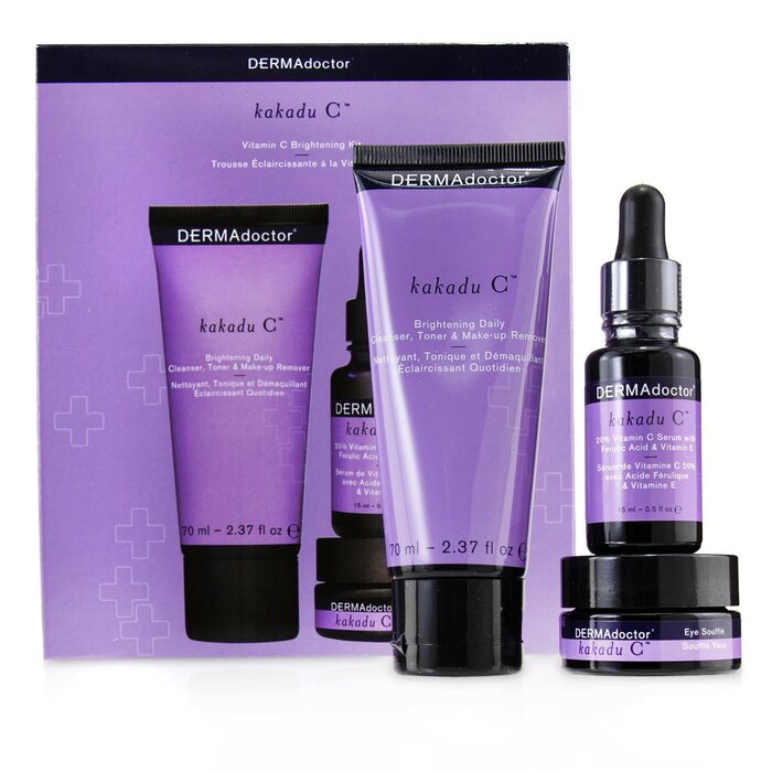 DERMAdoctor Kakadu C Vitamin C Brightening Kit: Daily Cleanser 70ml + 20% Vitamin C Serum 15ml + Eye Souffle 15ml 00550/20260 3pcs