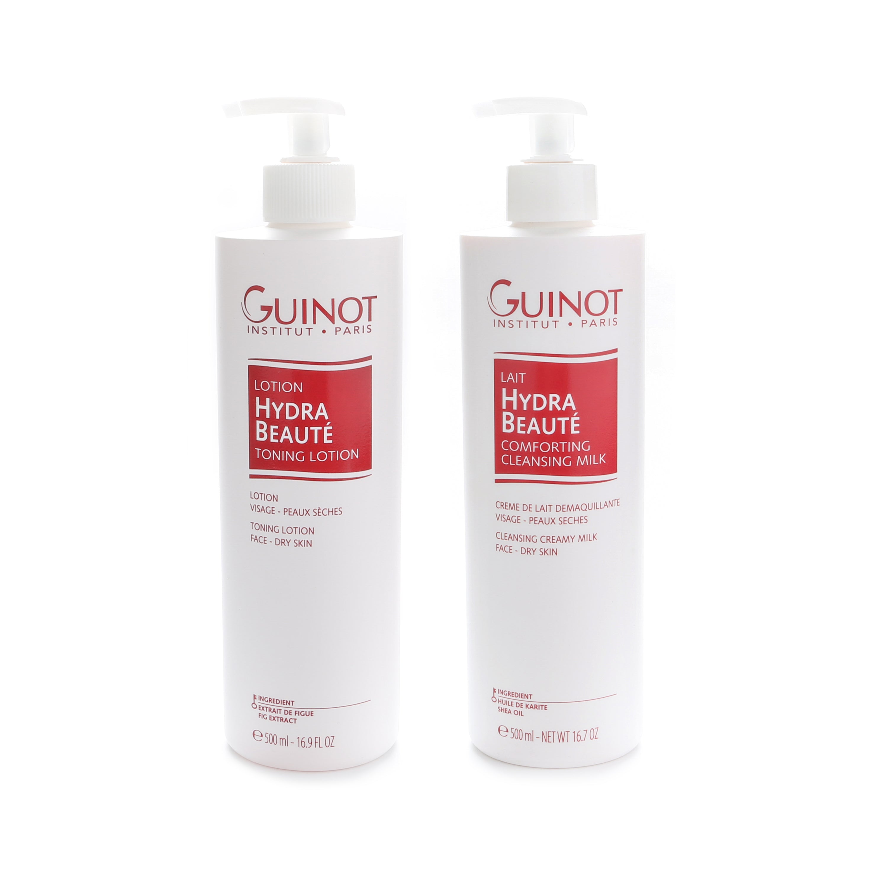 Guinot (Discounted Price For 2Pcs) Cleansing Milk (Dry Skin) 500ml &amp; Toning Lotion (Dry Skin) 500ml