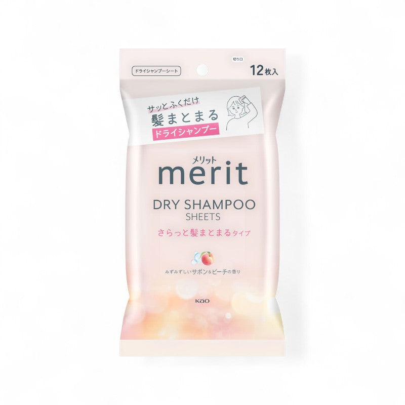 Kao Merit Day+ Dry Shampoo Sheets Soap &amp; Peach - 12 pcs