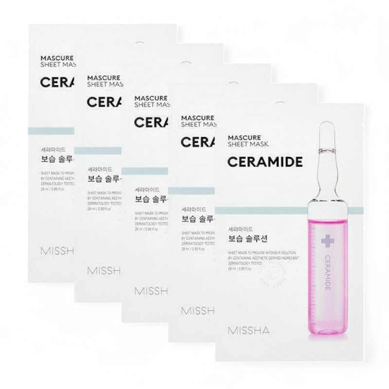 MISSHA Mascure Sheet Mask Bundle Set - 7 Types Ceramide 28ml x 5 sheets