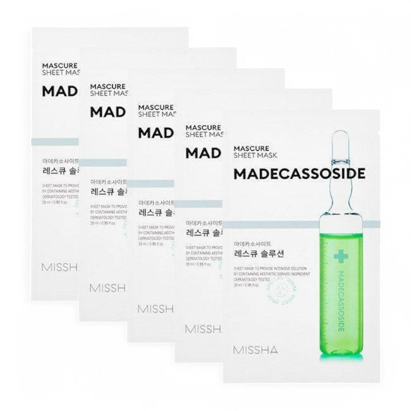 MISSHA Mascure Sheet Mask Bundle Set - 7 Types Madecassoside 28ml x 5 sheets