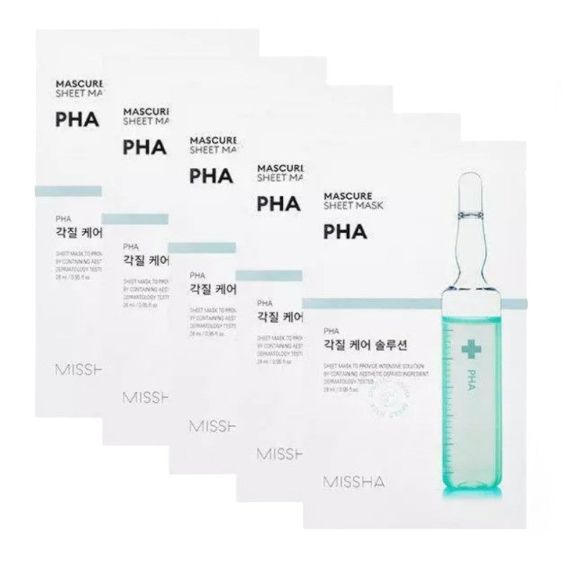 MISSHA Mascure Sheet Mask Bundle Set - 7 Types PHA 28ml x 5 sheets