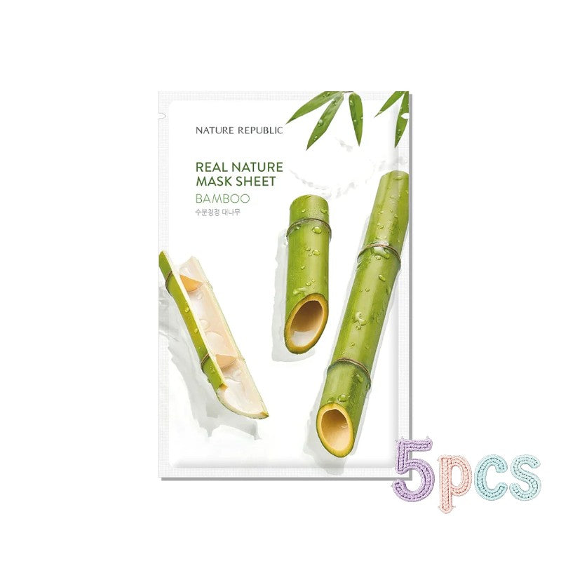 NATURE REPUBLIC Real Nature Mask Sheet 23ml x 5pcs - 7 Types Bamboo