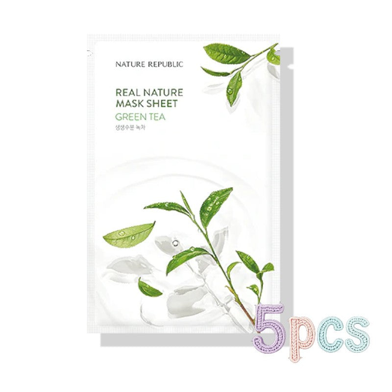NATURE REPUBLIC Real Nature Mask Sheet 23ml x 5pcs - 7 Types Green Tea