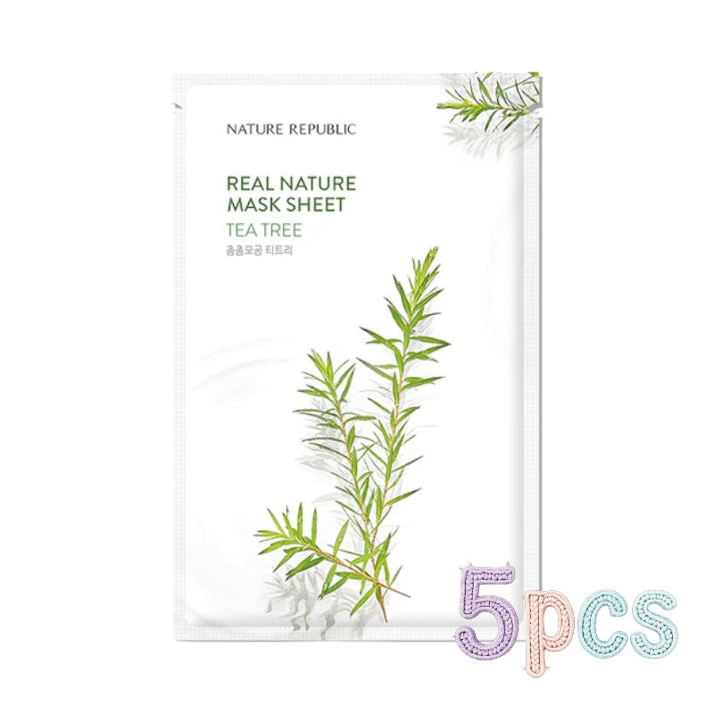 NATURE REPUBLIC Real Nature Mask Sheet 23ml x 5pcs - 7 Types Tea Tree