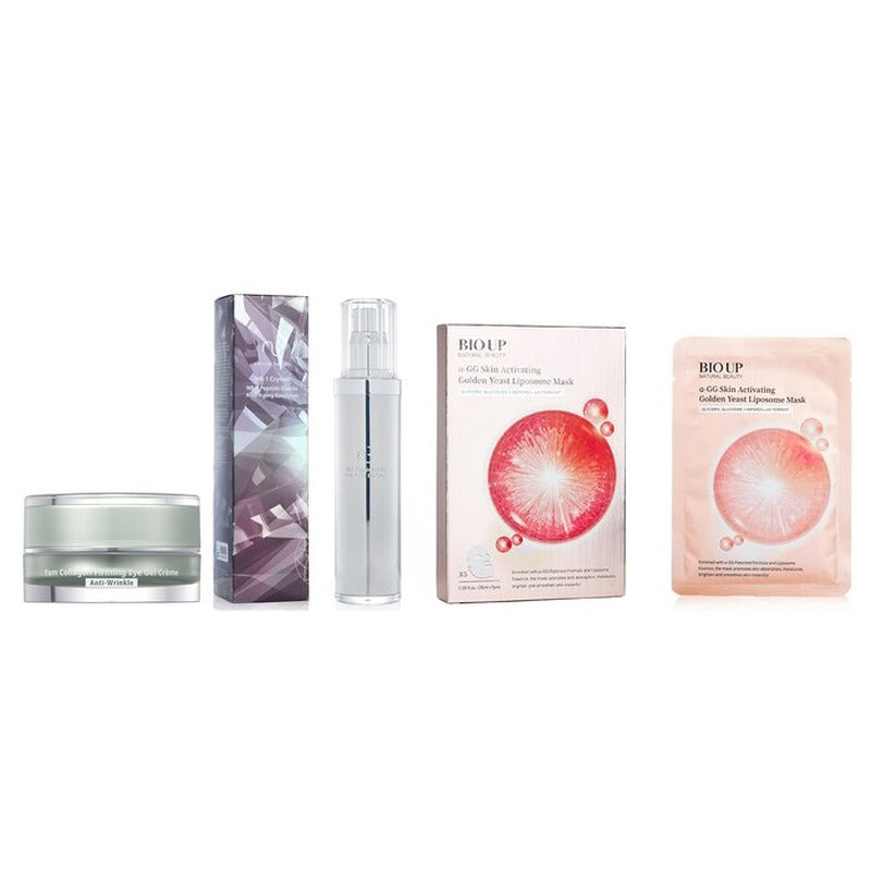 Natural Beauty Deluxe Anti-Aging Bundle:Crystal NB-1 Peptide Elastin Anti-Aging Emulsion+Yam Collagen Firming Eye Gel Creme+BIO UP a-GG Mask 3pcs