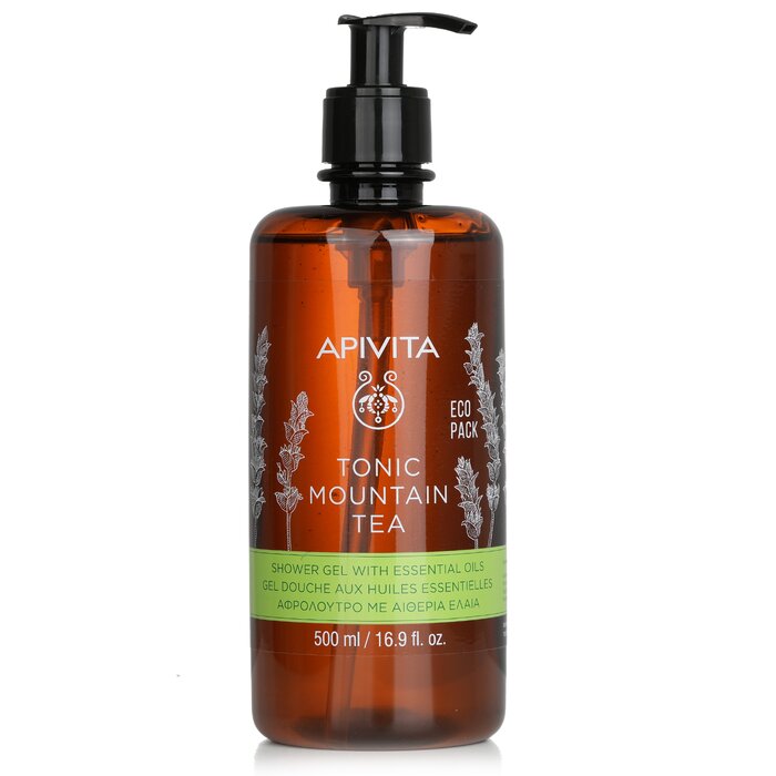 Apivita Tonic Mountain Tea Shower Gel With Essential Oils - Ecopack 07376 500ml/16.9oz